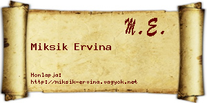 Miksik Ervina névjegykártya